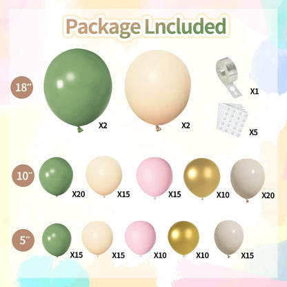 Pink Gold White Balloon Arch Kit - 144 PCs Pastel Light Pink and Beige Sand White Gold Chrome Balloons for Mothers Day Girls Women Birthday Bridal Shower Engagement Wedding Party Decorations