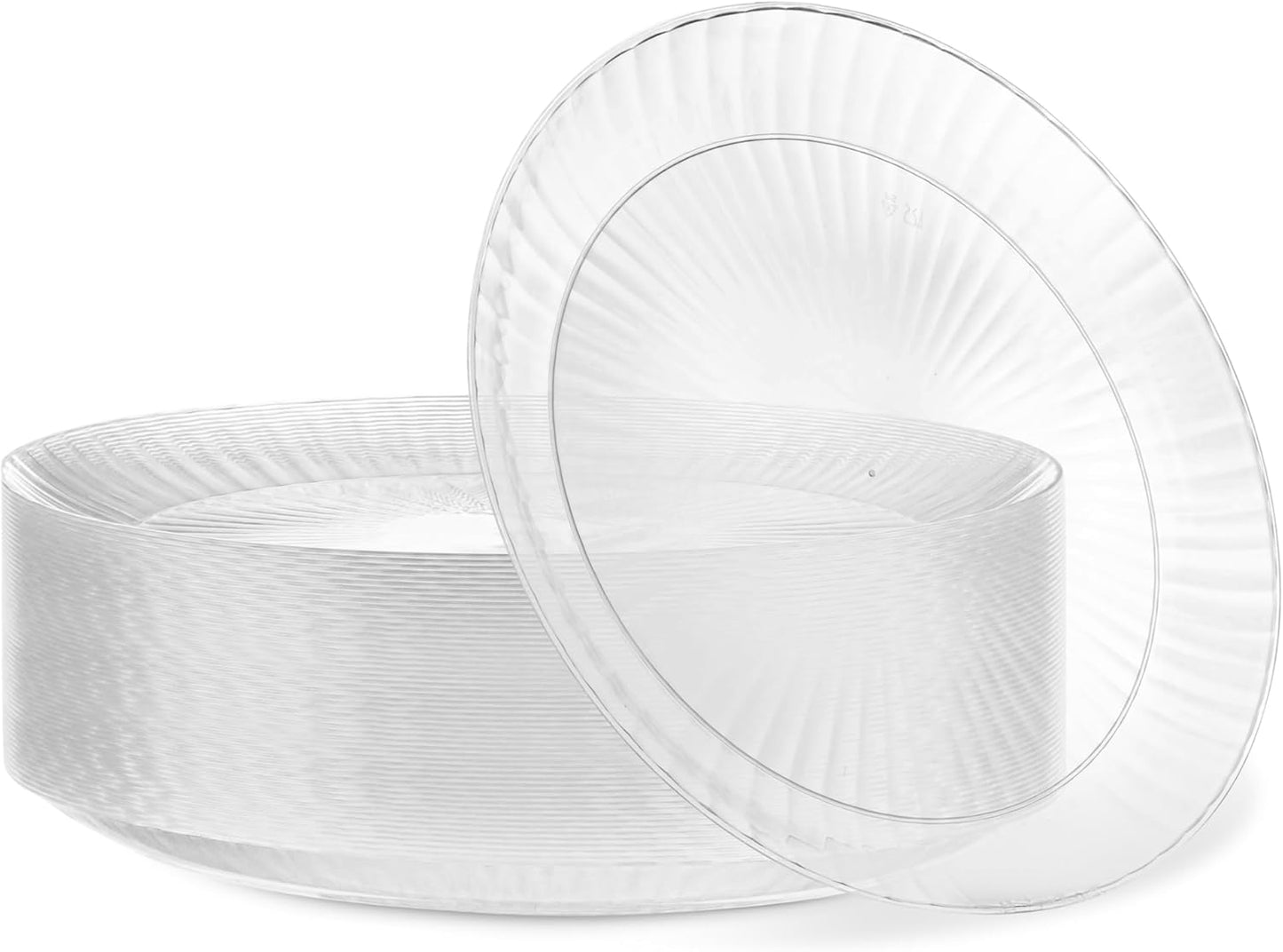 PLASTICPRO 30 Pack Crystal Like Clear Disposable Plastic Plates Dinner Dishes 6 ounce Bowls for Special Occasions Parties