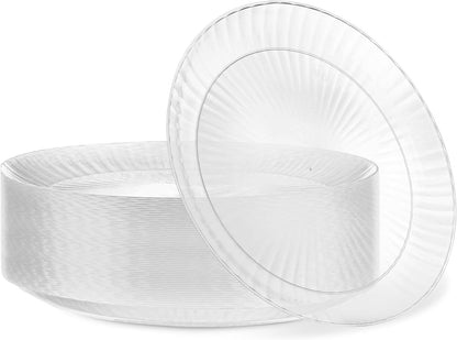 PLASTICPRO 30 Pack Crystal Like Clear Disposable Plastic Plates Dinner Dishes 6 ounce Bowls for Special Occasions Parties