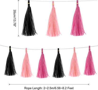 MECCANIXITY 15Pcs Light Blue Tassel Garland Banner with Rope Tissue Paper Tassels Party DIY Kits for Anniversary Wedding Birthday Party