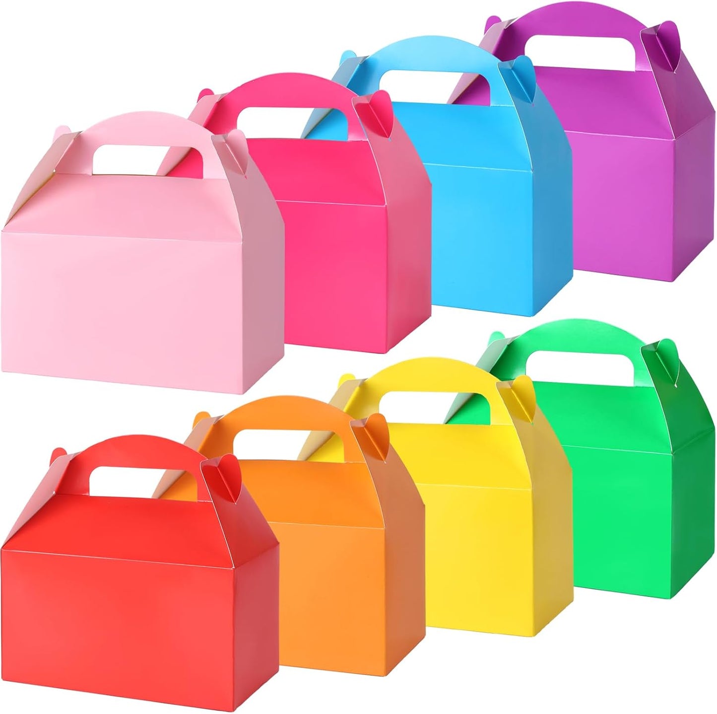VGOODALL 16PCS Gable Treat Boxes Goodie Bags, 6x3.5x3.5inch Colorful Paper Gift Boxes for Kids Snacks, Candy, Toys, Birthday Party, Wedding