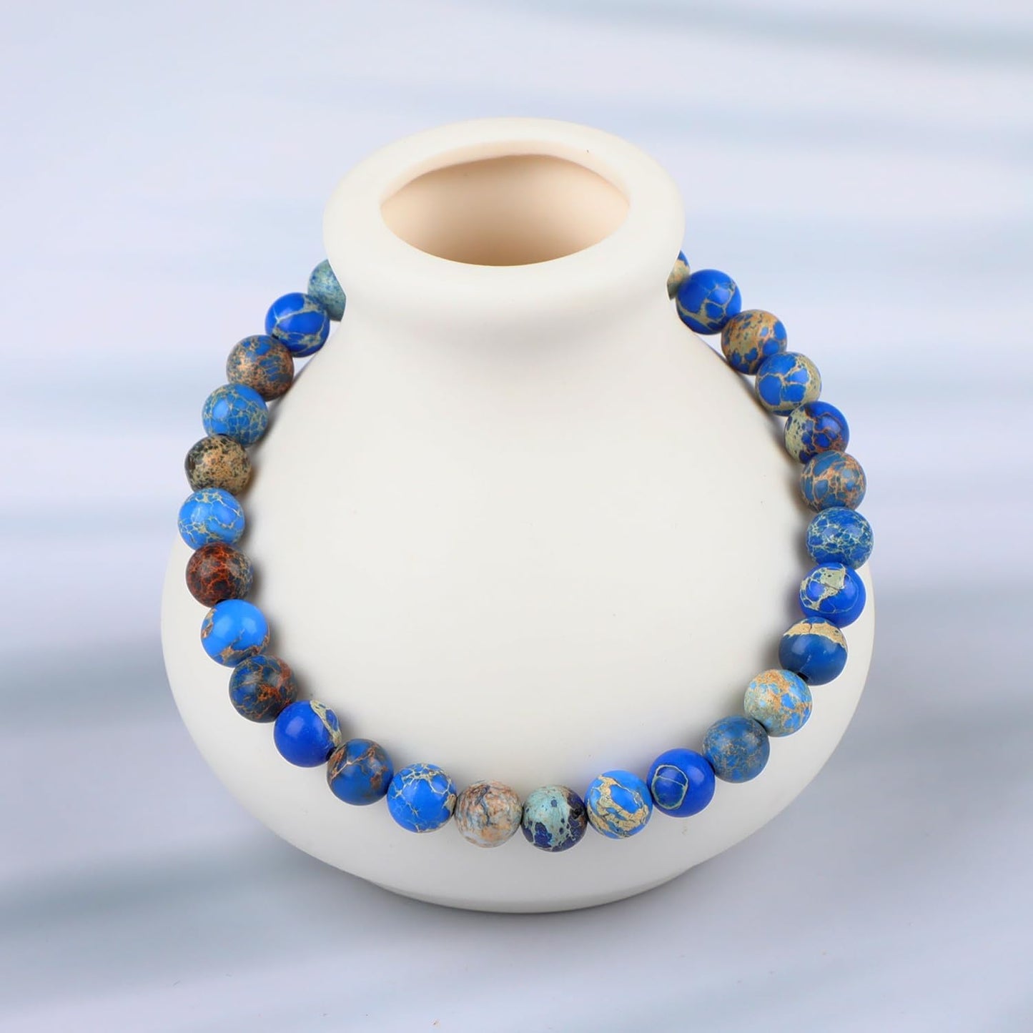LPBeads Handmade Natural Gemstone Stretch Elastic Bracelet Healing Crystal Round Stone Beads Jewelry Gifts for Women Men