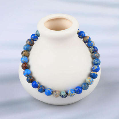 LPBeads Handmade Natural Gemstone Stretch Elastic Bracelet Healing Crystal Round Stone Beads Jewelry Gifts for Women Men