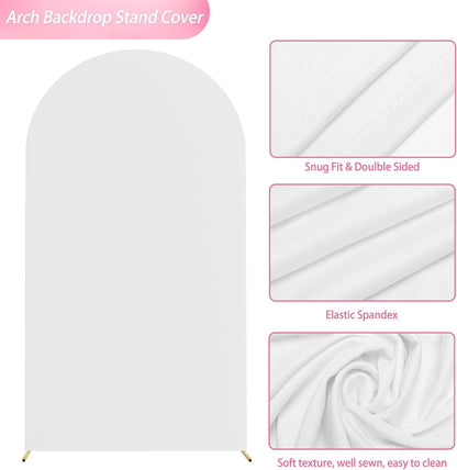 Wokceer 7.2 FT Wedding Arch Backdrop Stand and White Arch Cover, Metal Arch Stand with Arch Stand Cover for Birthday Party Wedding Ceremony Bridal Baby Shower Event Decor