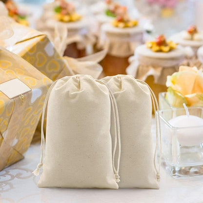 gobyhumm 50 Pieces Pure Cotton Drawstring Bags Muslin Bags Sachet Bag for Home Supplies （2.8 * 3.5"）