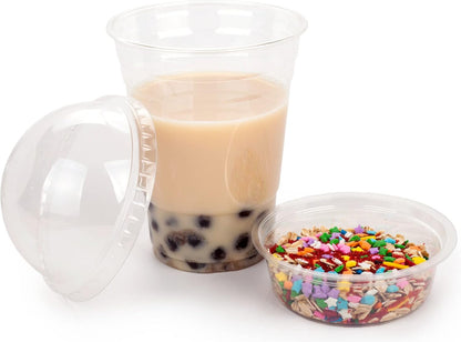 Golden Apple Cup series, 9oz Clear Plastic cups with Flat lids no hole 50sets