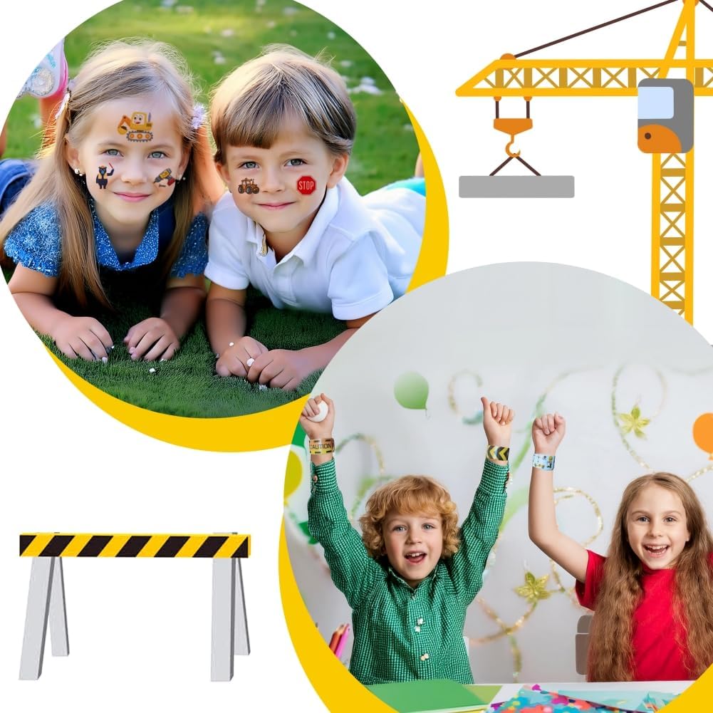 Construction Pinata Dump Truck Pinata for Boy Kids Construction Birthday Party Tractor Excavator Car with Vehicles Toys Bracelets Stickers Tapes Confetti Tools