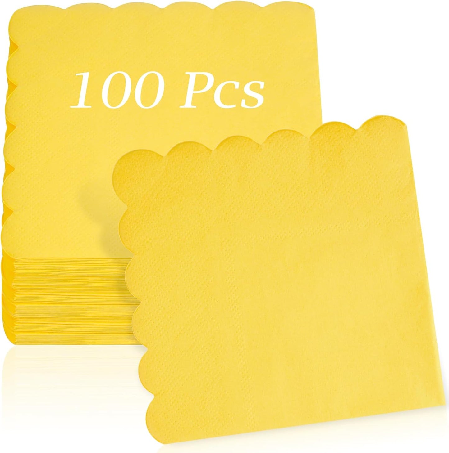 100 Pcs Cocktail Napkins, 2-Ply 5 x 5 Inches Disposable Scalloped Napkins, Thick Premium Dessert Napkins for Party, Wedding, Dinner, Birthday, Anniversary, Festival (Sage Green)