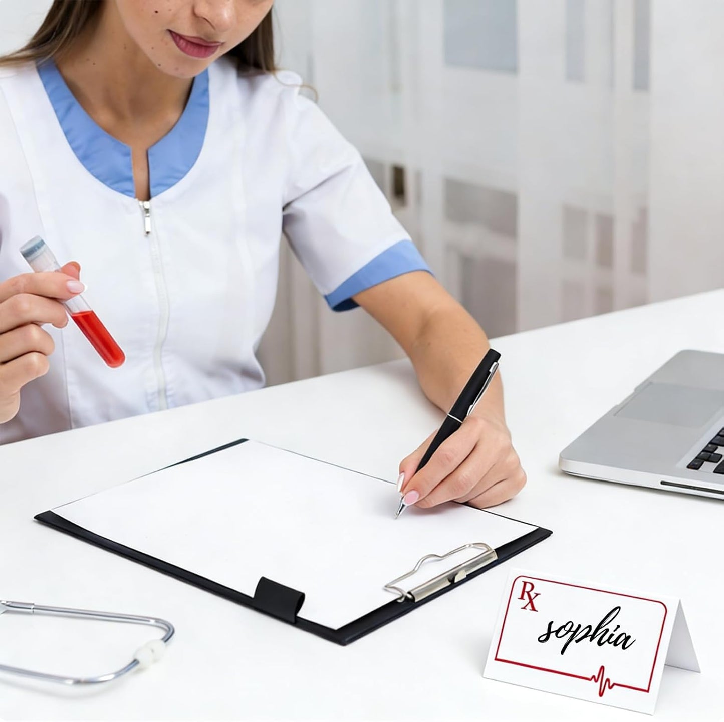 25 Pcs Nurse Themed Food Place Cards Folding Nursing Graduation Table Place Cards Nurse Food Tent Labels for Hospital Nursing Graduation Party Supplies