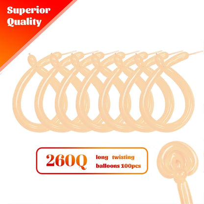 260 Clear Long Balloons for Animals, Thickening Skinny Latex Twisting for Arch Modeling Magic Clown Birthday Wedding Party Decorations 100pcs