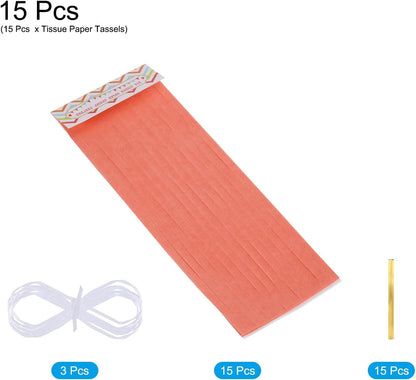 MECCANIXITY 15Pcs Light Blue Tassel Garland Banner with Rope Tissue Paper Tassels Party DIY Kits for Anniversary Wedding Birthday Party