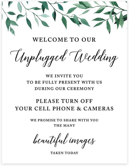 Andaz Press Wedding Party Signs, Natural Greenery Green Leaves, 8.5x11-inch, Bridal Shower Scavenger Hunt, 1-Pack - Colors D