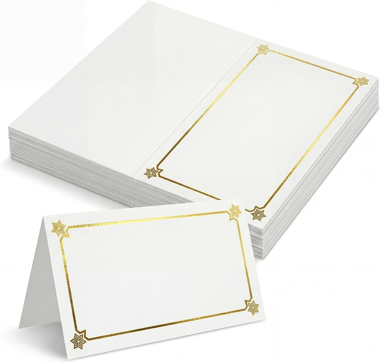 Premium Place Cards for table setting, name cards Used for Table Decoration, Seat Cards with Gold Foil Border&Corner Motifs, 2x3.5-Inch Tent Cards - Perfect for Weddings, Tables, Dinner Parties,100pcs
