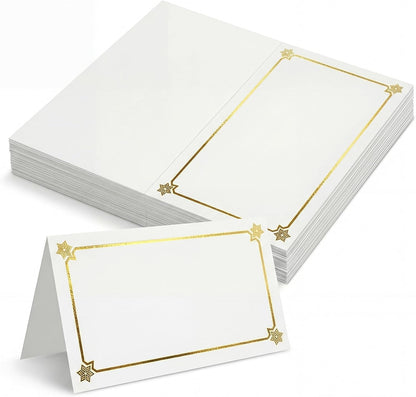 Premium Place Cards for table setting, name cards Used for Table Decoration, Seat Cards with Gold Foil Border&Corner Motifs, 2x3.5-Inch Tent Cards - Perfect for Weddings, Tables, Dinner Parties,100pcs