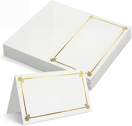 Premium Place Cards for table setting, name cards Used for Table Decoration, Seat Cards with Gold Foil Border&Corner Motifs, 2x3.5-Inch Tent Cards - Perfect for Weddings, Tables, Dinner Parties,100pcs