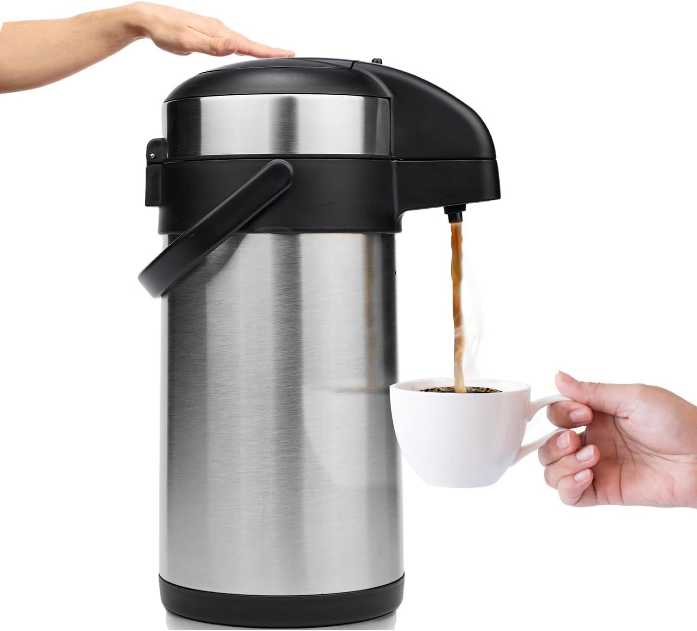 Coffee Carafe for Keeping Hot - 102oz/3L Airpot Coffee Dispenser with Pump - Insulated Stainless Steel Hot Beverage Dispenser for Parties - Thermal Carafe for Hot Drinks Water Tea Chocolate