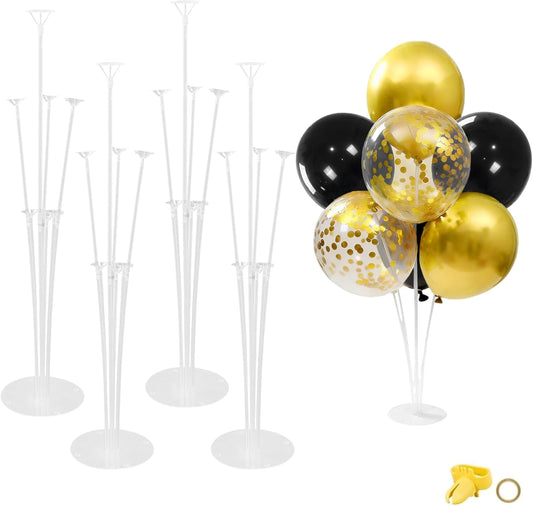 4 Sets Balloon Stand Kits, Balloon Sticks Holder with Base for Table Light Pink Party Decorations for girl Birthday Wedding Graduation Party Gender Reveal Baby Shower Graduation Decorations 2026