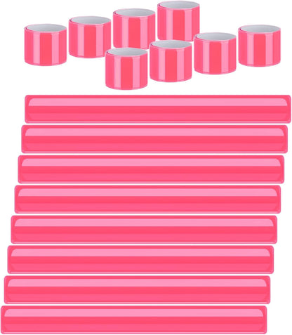 20 Pcs Reflector Snap Bands Fluorescent Slap Armbands High Visibility Slap Reflector Strips Safety Bands for Children Adults Boys and Girls When Cycling Running Hiking Jogging