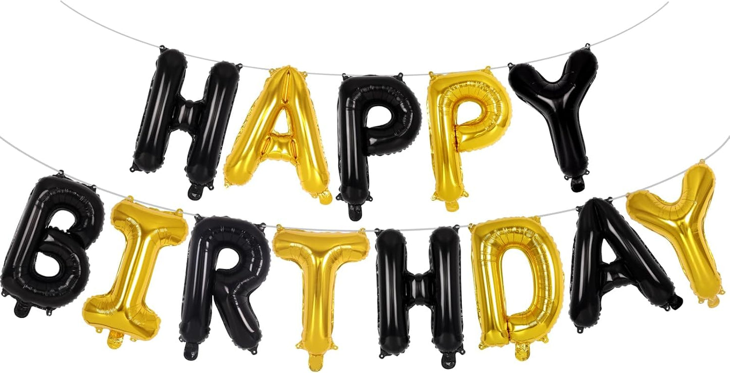 Happy Birthday Balloons Banner, Foil Balloon Personalized Name Letters Balloons Sign Birthday Party Decorations for Women Men Boys Girls Cream