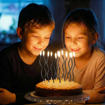 12-Count Spiral Birthday Candles, Long Twisty Gold Party Candles with Candle Holders, Long Burning for Weddings, Birthdays, Party Decorations, Cupcakes, Anniversary and Meetups (Gold)