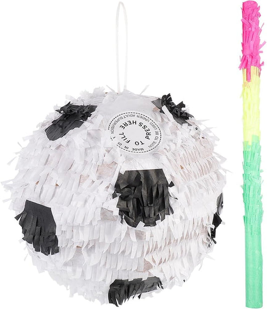SEWACC 2pcs Soccer Ball Pinata with Stick, Football Birthday Party Supplies, Sports Birthday Decorations for Party Fun