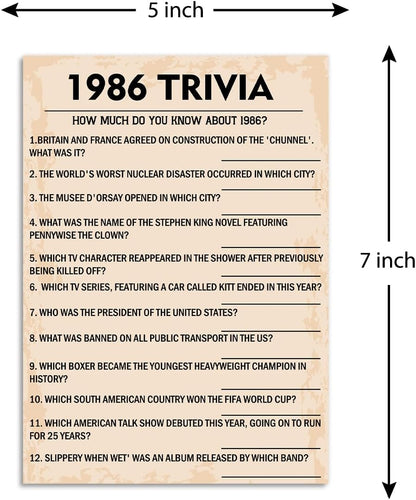 QUPT 40th Birthday Party Games, Movies in 1986 Games, Birthday Party Supplies for Adults, Fun 1986s Party Game，Pack of 30 Cards
