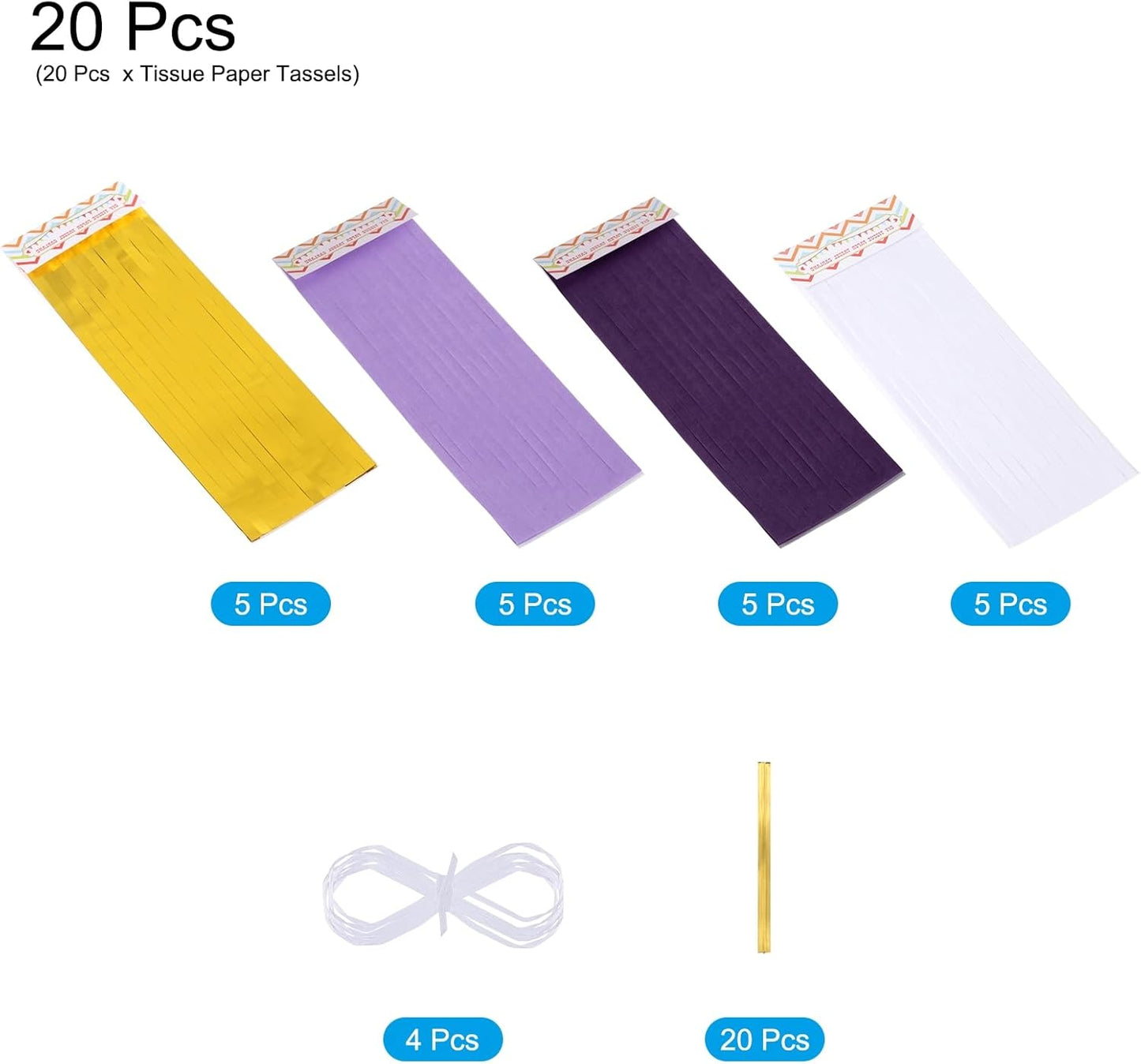 MECCANIXITY 20Pcs Light Blue Tassel Garland Banner with Rope Tissue Paper Tassels Party DIY Kits for Anniversary Wedding Birthday Party
