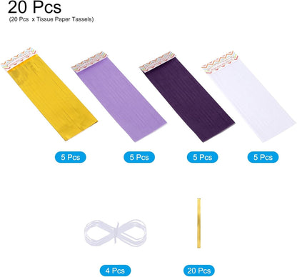 MECCANIXITY 20Pcs Light Blue Tassel Garland Banner with Rope Tissue Paper Tassels Party DIY Kits for Anniversary Wedding Birthday Party