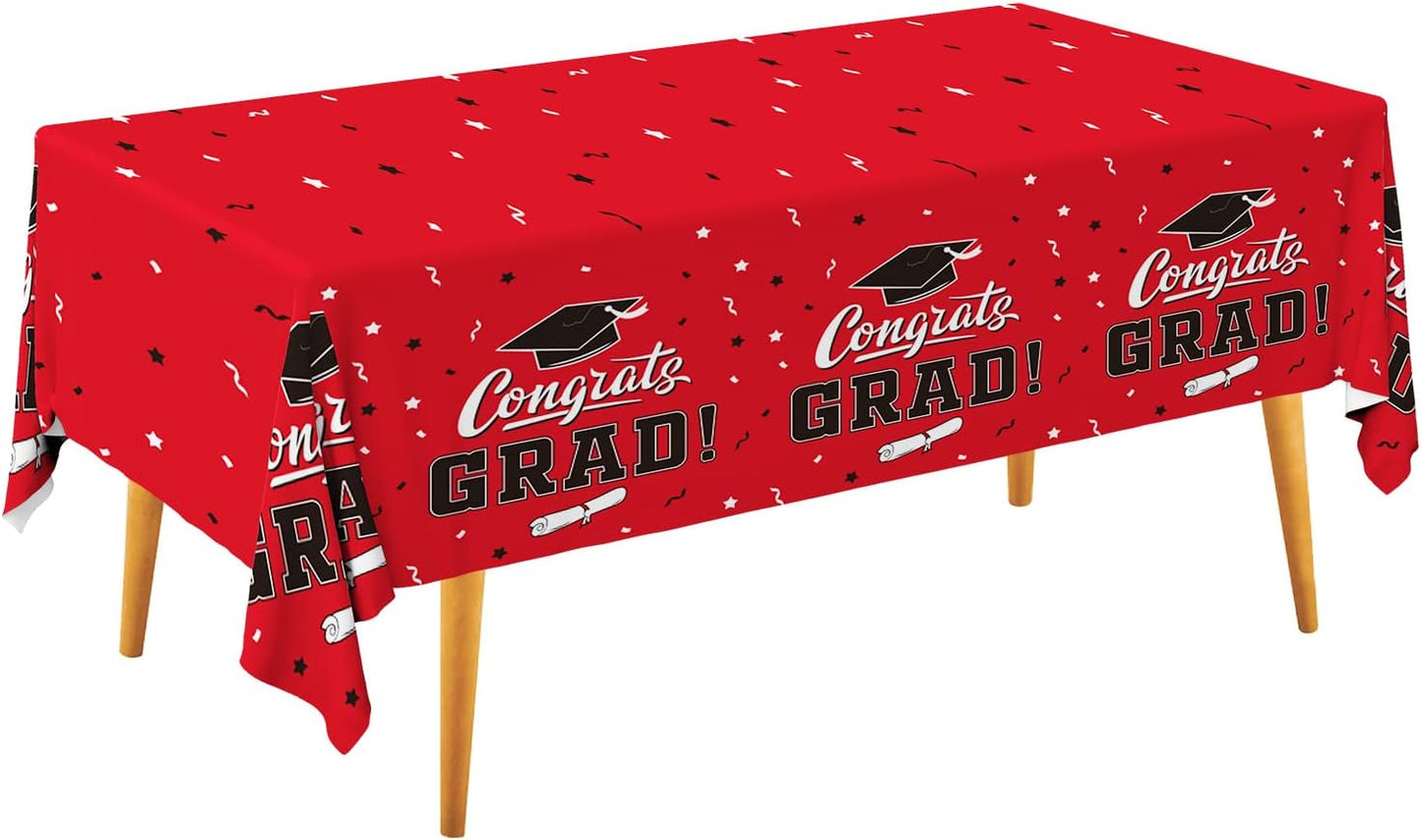 Gatherfun Graduation Party Decorations, Gongrats Grad Tablecover for Graduation Party Supplies, 3 pcs Green Table Cloths, 54"x108"