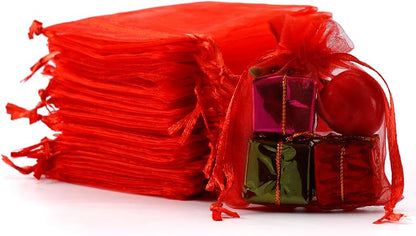Meowoo 100PCS Organza Bags, 3x4in Small Mesh Bags Drawstring for Jewelry, Candy, Christmas, Sachets, Festivals, Bathroom Soaps, Makeup Organza, Wrapping Supplies(mixedcolor)