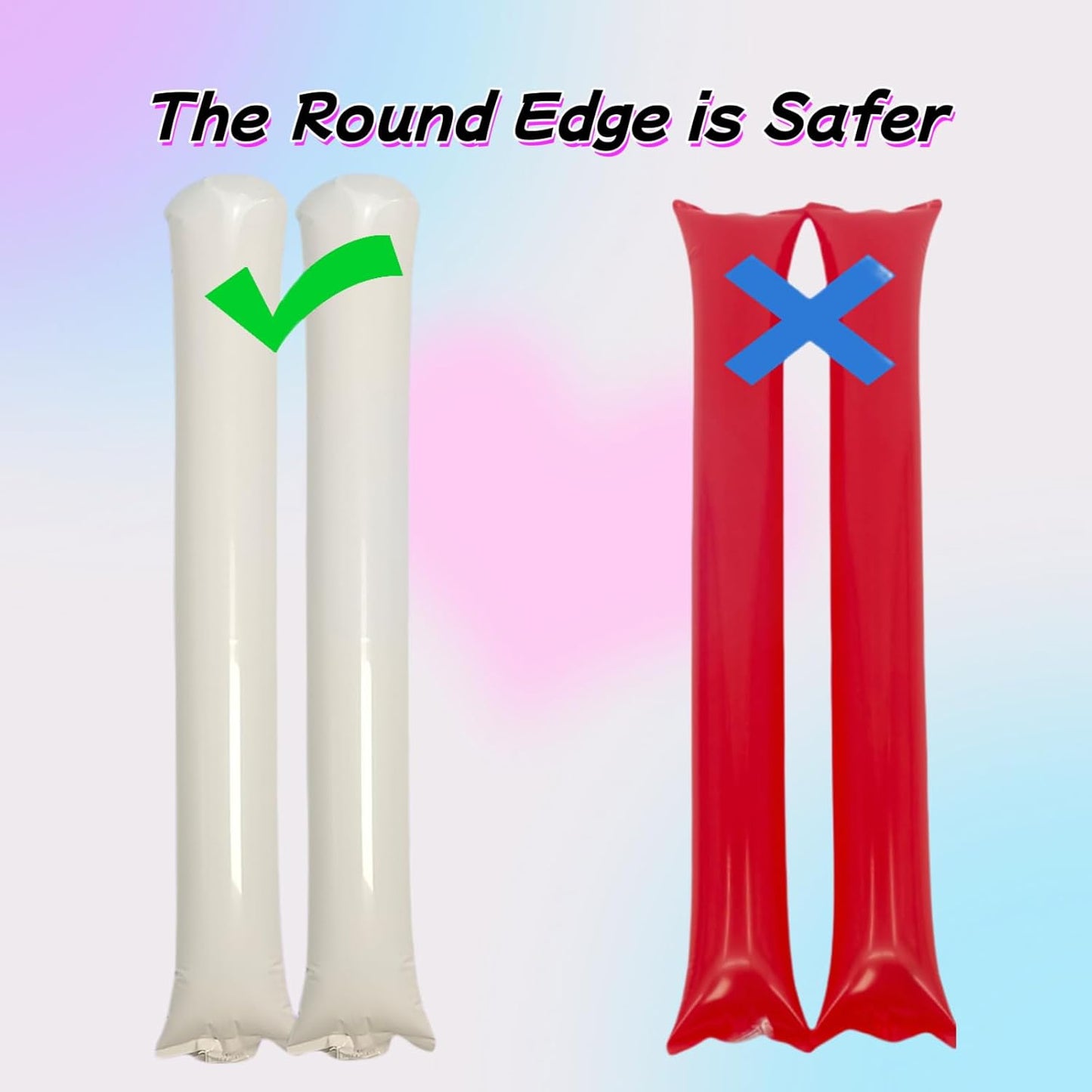 40pcs Round headTeam Spirit Boom Sticks Thunder Sticks Cheering Sticks Team Spirit Plastic Cheerleading Spirit Stick Clapper Inflatable Noise Maker Sports Supply (Glitter color)