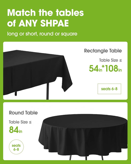 Pureegg Plastic Table Cloth Disposable 6 Pack, 54 x 108 Inch Table Cloths, Party, Picnic, Wedding, Decorative Tablecloths, Rectangle, White Plastic Cover, Waterproof, White