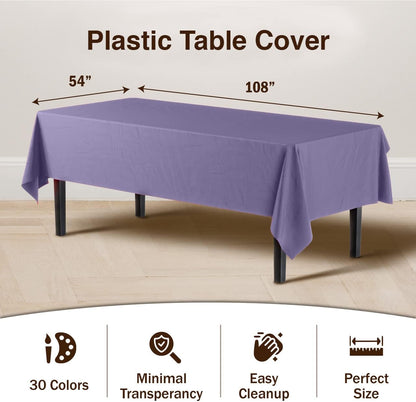 12-Pack Premium Plastic Tablecloth 54in. x 108in. Rectangle Table Cover - Dark Blue - Colors B
