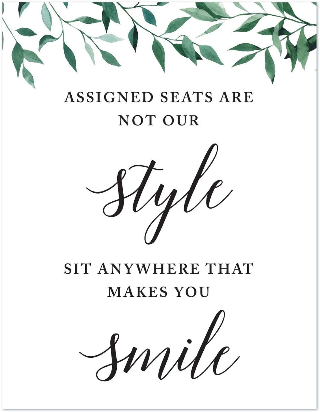 Andaz Press Wedding Party Signs, Natural Greenery Green Leaves, 8.5x11-inch, Bridal Shower Scavenger Hunt, 1-Pack - Colors B