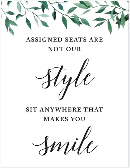 Andaz Press Wedding Party Signs, Natural Greenery Green Leaves, 8.5x11-inch, Bridal Shower Scavenger Hunt, 1-Pack - Colors B