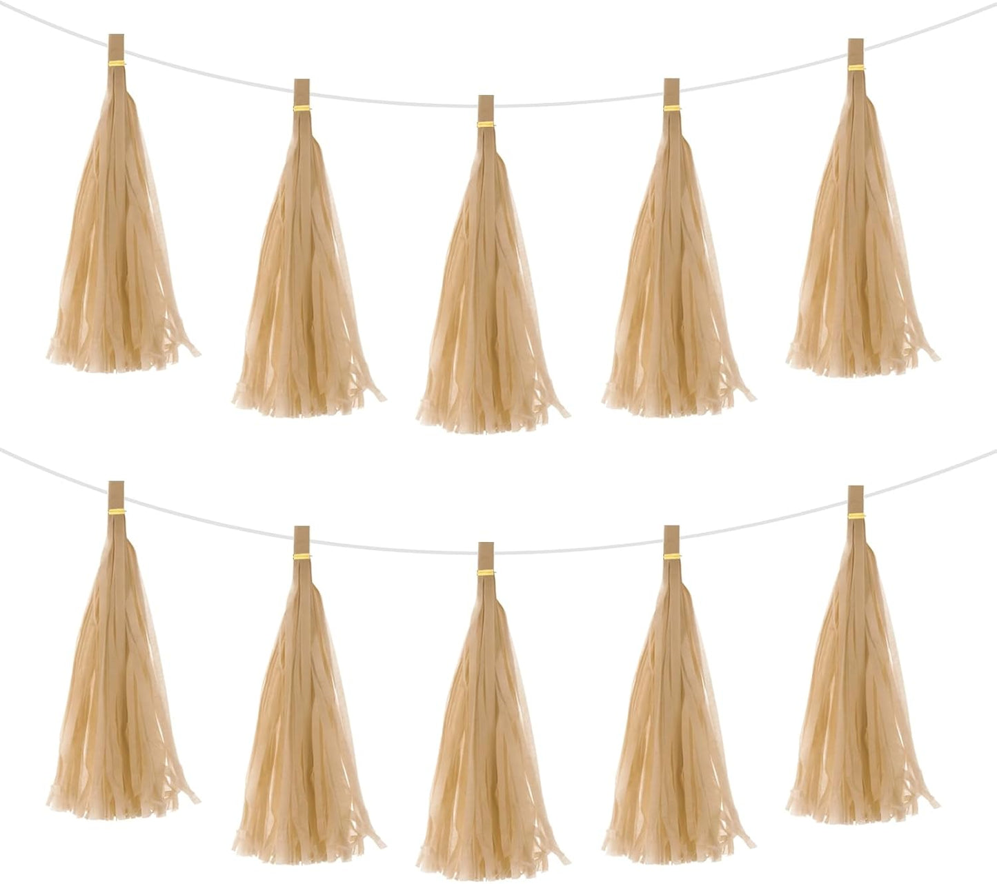 MECCANIXITY 15Pcs Light Blue Tassel Garland Banner with Rope Tissue Paper Tassels Party DIY Kits for Anniversary Wedding Birthday Party