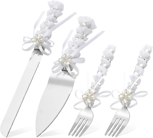 Wedding Cake Knife and Server Set Lace Rustic Handle Cake Cutting Set Pie Dessert Servers for Weddings Anniversaries Bridal Shower Couples Engagement Gifts
