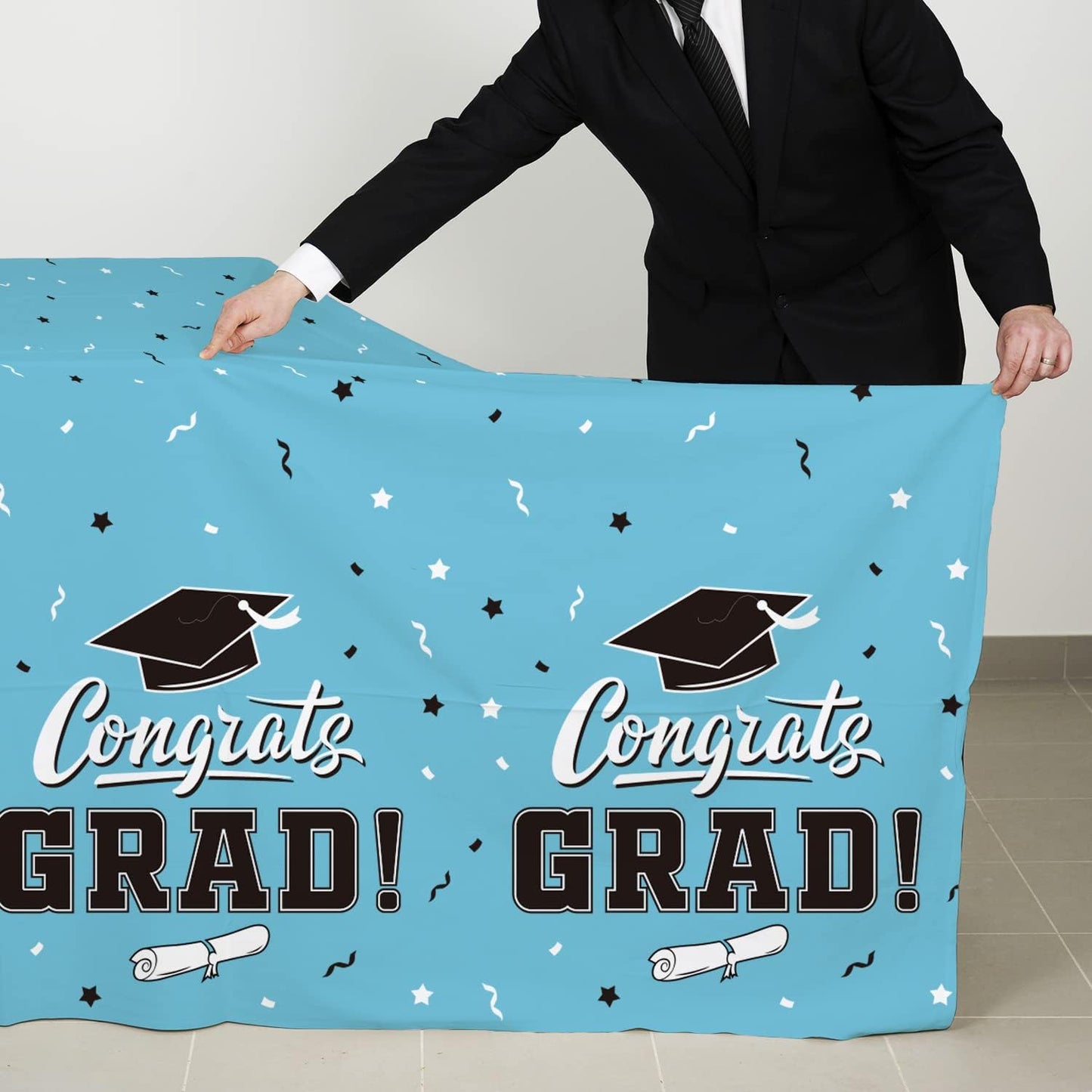 Gatherfun Graduation Party Decorations, Gongrats Grad Tablecover for Graduation Party Supplies, 3 pcs Green Table Cloths, 54"x108"