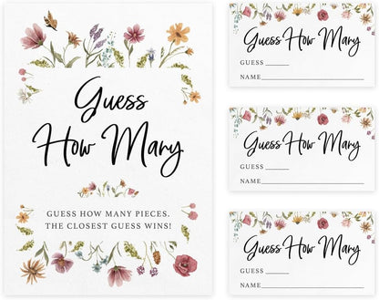Printed Party Baby Shower Games for Girl – 4 Games and Activities for 30 Guests, Includes Bingo, Price is Right, Mommy or Daddy Trivia, and Storybook Title Guessing, Wildflower Baby in Bloom Design