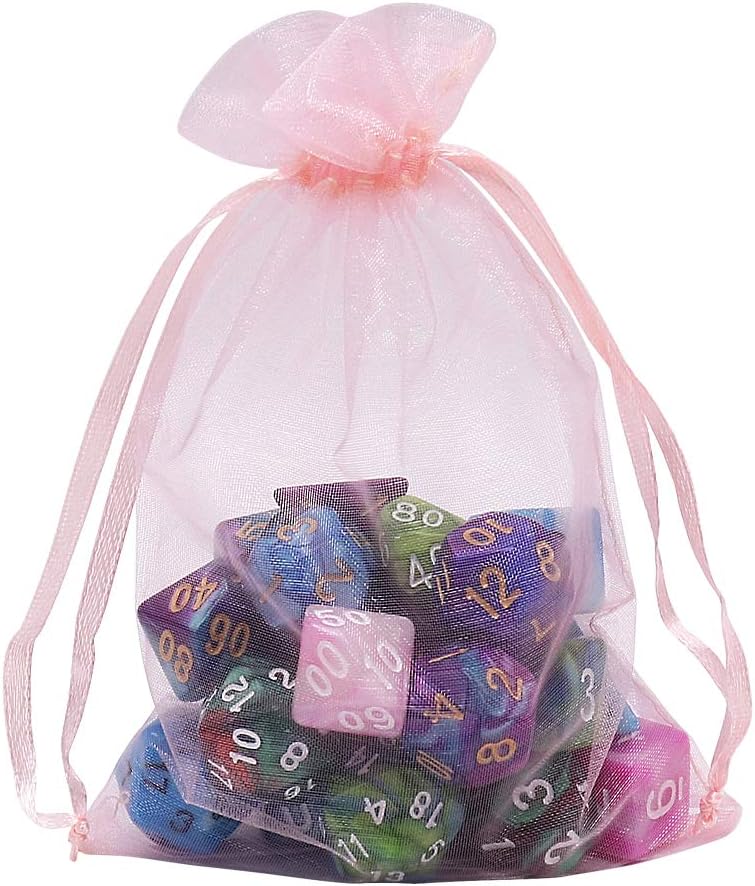 HRX Package 100pcs White Organza Bags, 4x6 inch Mesh Bags Drawstring Gift Bags Jewelry Pouches for Candy Wedding Favors Christmas