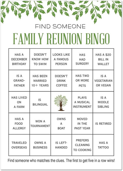 InvitationHouse Find Someone Family Reunion Bingo Games - Set of 24