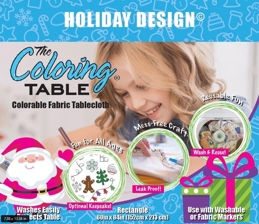 Animal Fun Design – Square Tablecloth 60”X60” – Interactive Coloring Tablecloth for Kids - Poly/Cotton Fabric – Washable and Reusable – DIY Activity for Children and Adults