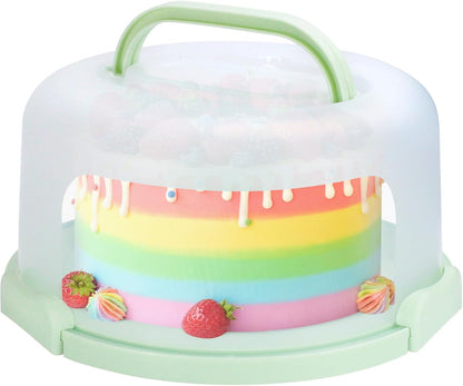 Cake Carrier with Lid and Handle, Fit 10’’ Cake Stand with Lid, Cake Transport Storage Container, Cake Containers Cover Stand with Lids, 3 Secure Side Closures (Pink)