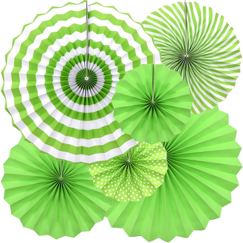 Hocansen 6PCS Paper Fan Garland Paper Fans Party Decorations 8/12/16in Hanging Papers Fans Set Round Papers Fans Pattern Garland for Birthday, Wedding (ZS/Pink)