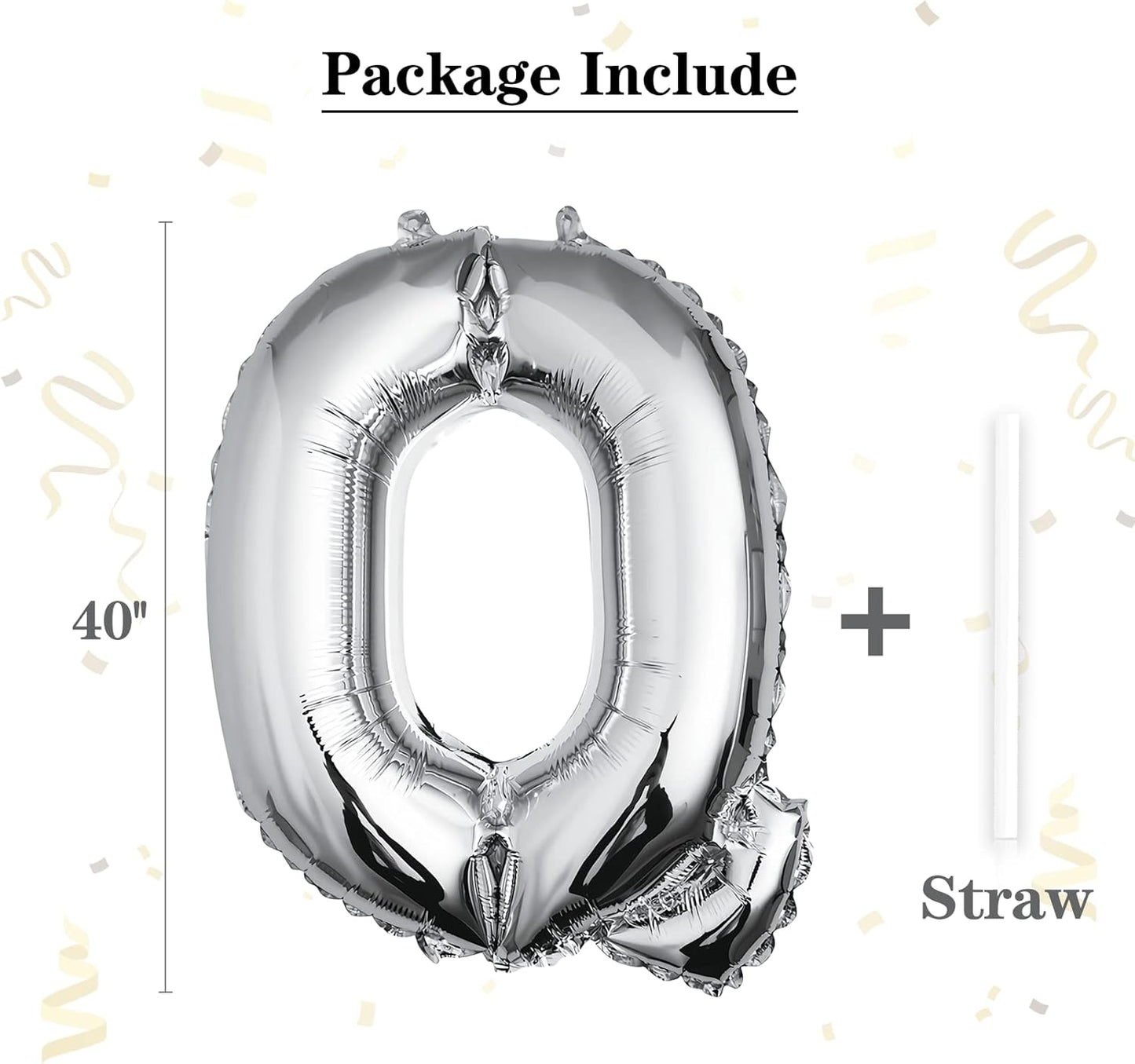 40 inch Silver Letter A Balloon, Big Size Alphabet Foil Mylar Helium Balloons for Birthday Party Celebration Wedding Anniversary Baby Shower Decorations Supplies Alphabet A