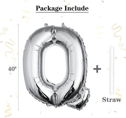 40 inch Silver Letter A Balloon, Big Size Alphabet Foil Mylar Helium Balloons for Birthday Party Celebration Wedding Anniversary Baby Shower Decorations Supplies Alphabet A