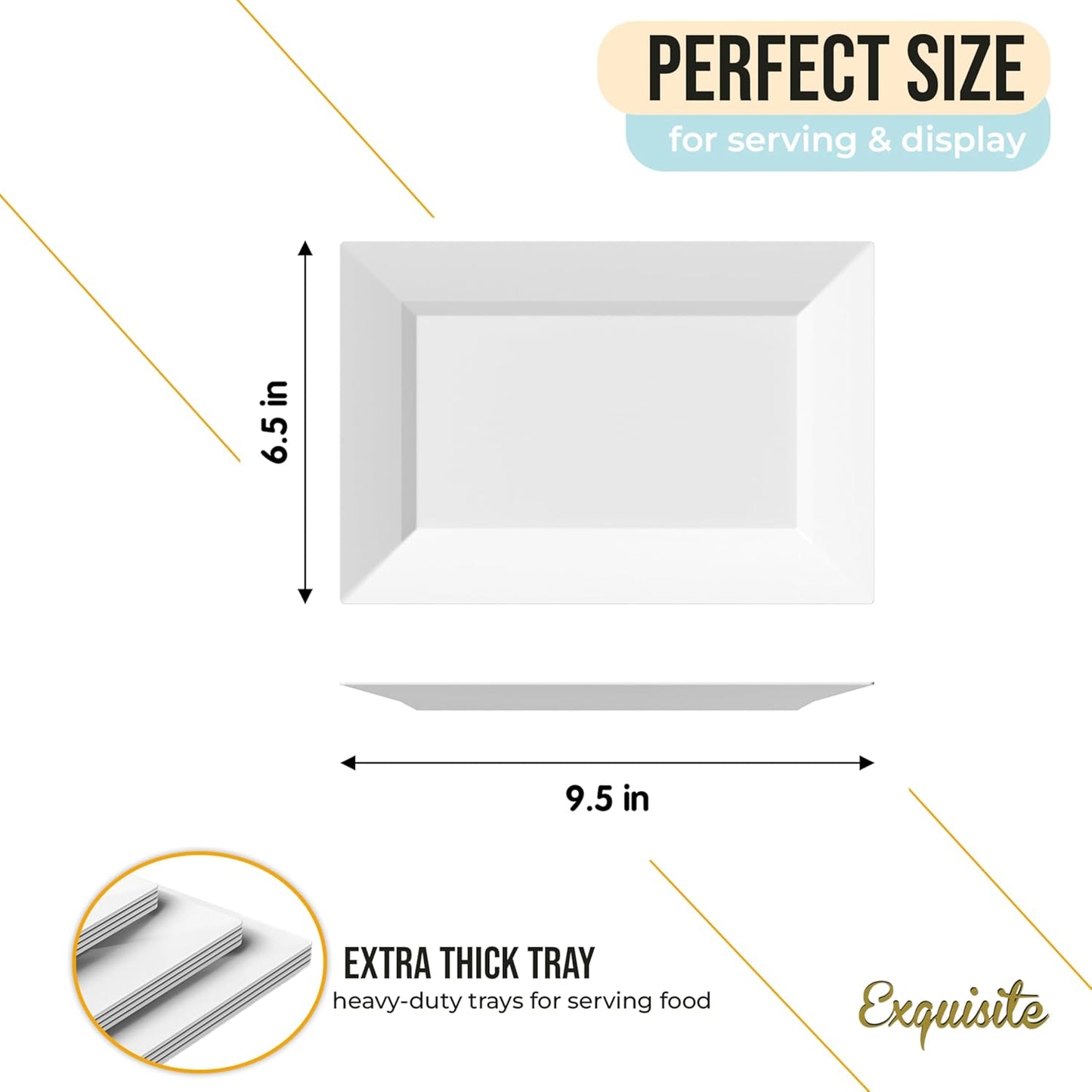 Exquisite Plastic Serving Trays for Party - 40 Pcs 9.5 Inch Clear Serving Platters, Plastic Trays for Food, Clear Tray, Food Tray Disposable Platters for Parties, Catering & Buffet