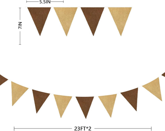 46Ft Burlap Party Decorations White Beige Burlap Banner Triangle Pennant Flag Linen Bunting Garland Streamers for Vintage Birthday Wedding Rustic Baby Shower Engagement Easter Party Decorations
