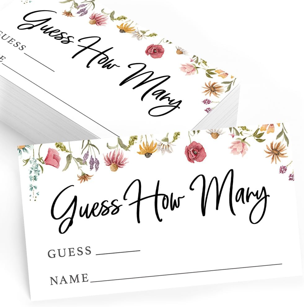 Printed Party Baby Shower Games for Girl – 4 Games and Activities for 30 Guests, Includes Bingo, Price is Right, Mommy or Daddy Trivia, and Storybook Title Guessing, Wildflower Baby in Bloom Design