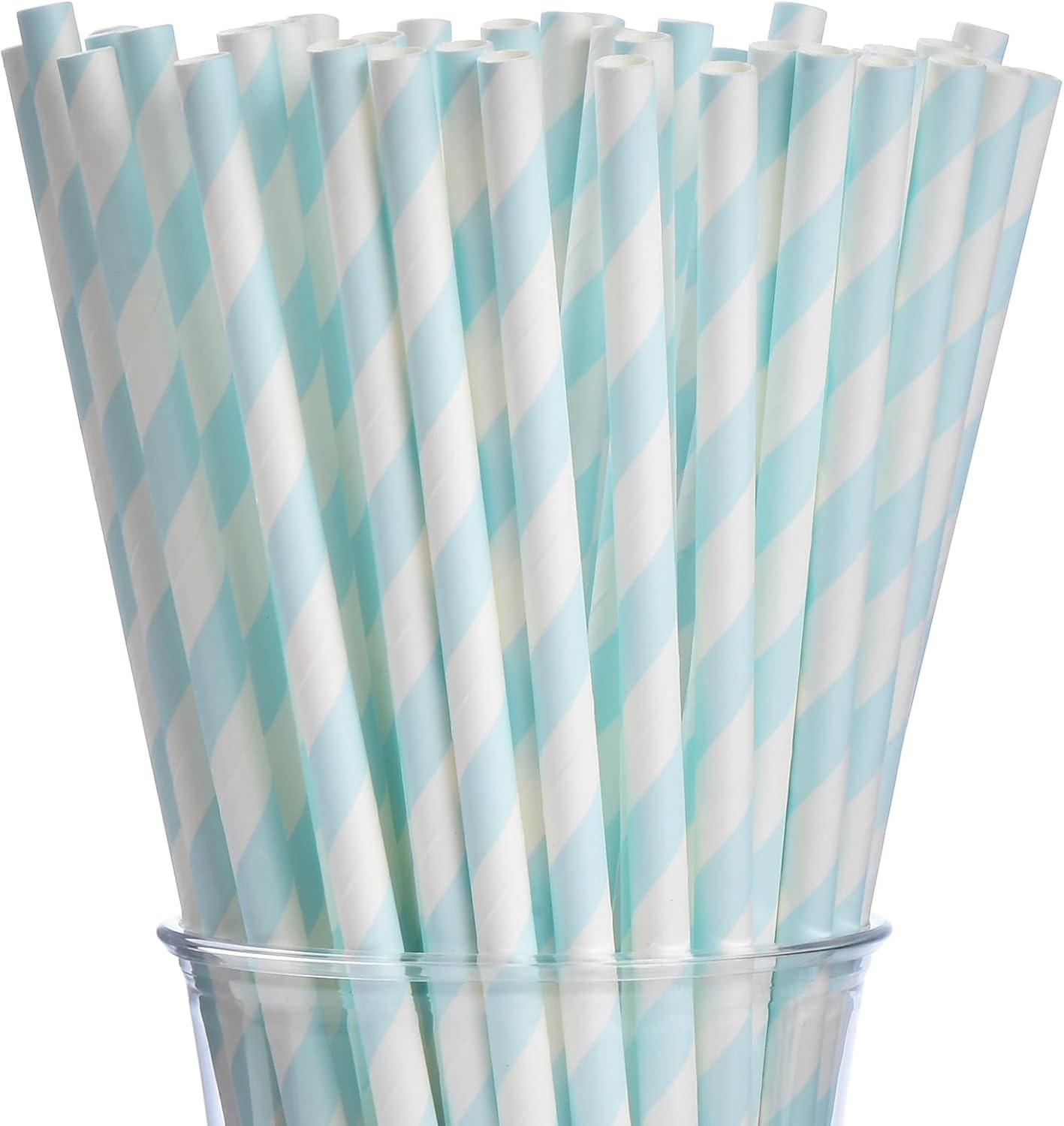 ALINK 100 White and Gold Striped Paper Straws, Biodegradable Disposable Drinking Straws for Birthday, Bridal/Baby Shower, Christmas, New Year, Party Decoration Supplies